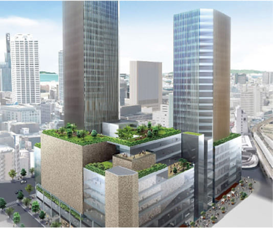 雲井通5・6丁目再整備計画（中・長距離バスターミナル）周辺エリアを含めた将来的なイメージ