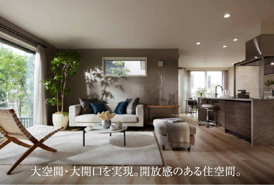 大空間・大開口を実現。開放感のある住空間。
