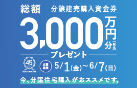 45周年記念 分譲住宅購入資金券プレゼントサムネイル画像