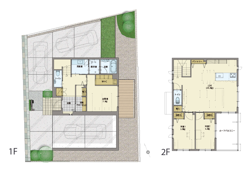スマートテラスあやめ池6号地　モデルハウスの間取り図